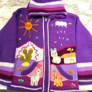 Handmade Zipper Front Hoodie with Embroidered Accents Girl's Size M GUC